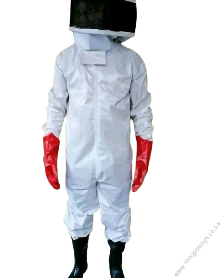 Bee Suit (white pvc) Overall + Head Gear + Pair of Gloves