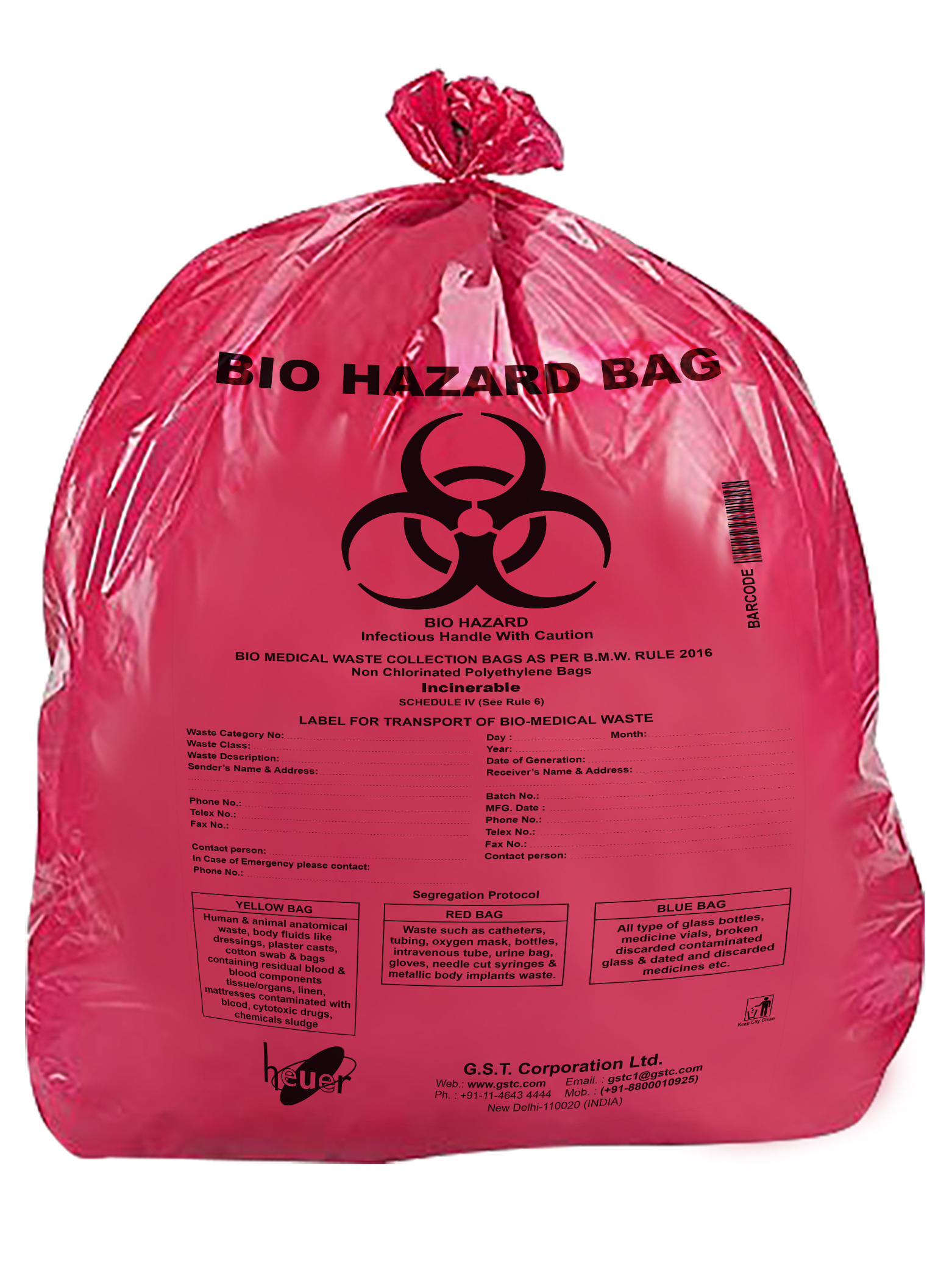 Bio Hazard Waste Disposal Bags 20x30inch Red 50pcs - Small