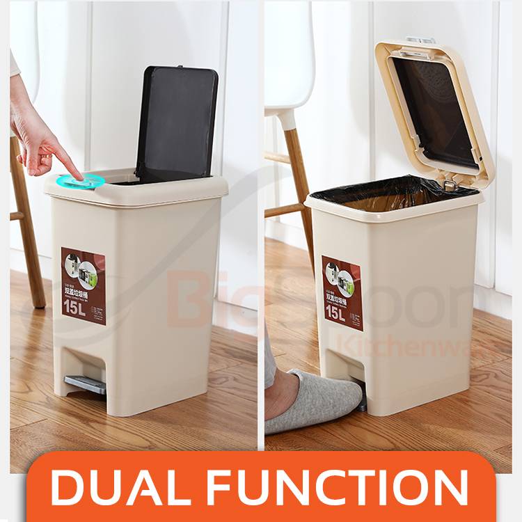 2 in 1 Pedal Push Dustbin (30ltrs)