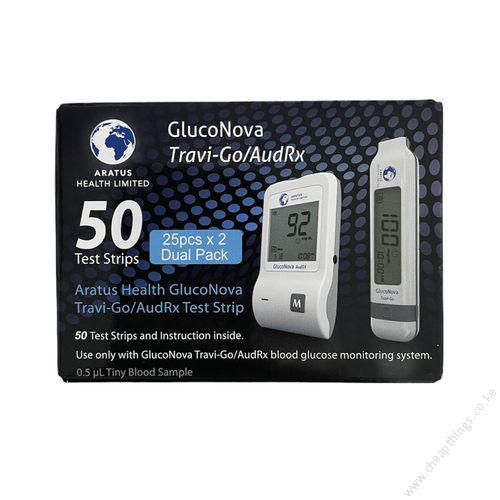 Gluconova Travi-Go Blood Sugar Monitor + (50 Strips) 1pc