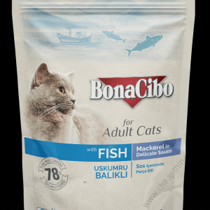 BonaCibo Pouch Wet Adult Cat Food with Fish – Mackerel in Delicate Sauce 1pc