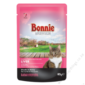 Bonnie Adult Cat Food Pouch – Liver Chunks in Gravy 85G