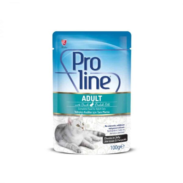 PROLINE Adult Cat Food Pouch ? Duck Chunks IN Jelly 0.1kg