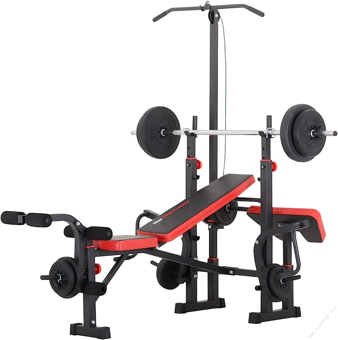 7 IN 1 Multifunction Home Gym Workout Bench Equipment With 50Kgs Dumbbell Barbell Set