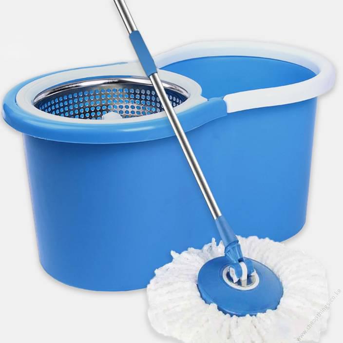 360 Degree Spin Mop and Bucket Blue - Metallic