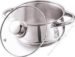 Stainless Steel Induction Base Belly Shaped Casserole w Glass lid - 19.5cm