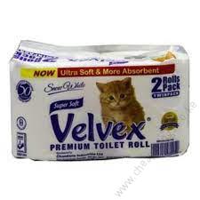 2x Velvex White Toilet Rolls