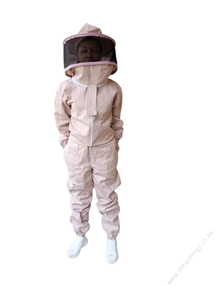 Bee Suit (beige cotton) Overall + Head Gear + Pair of Gloves + Bee Smoker - Imported