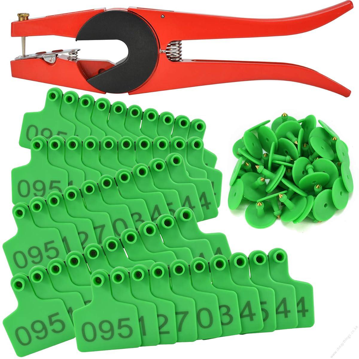 Cow Ear Tags Green 100pcs + 1 Applicator