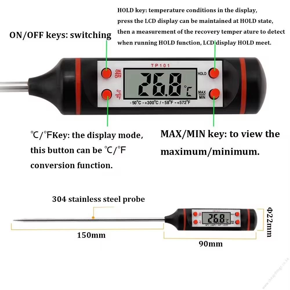 Digital Food Thermometer TP101 Black - Image 3