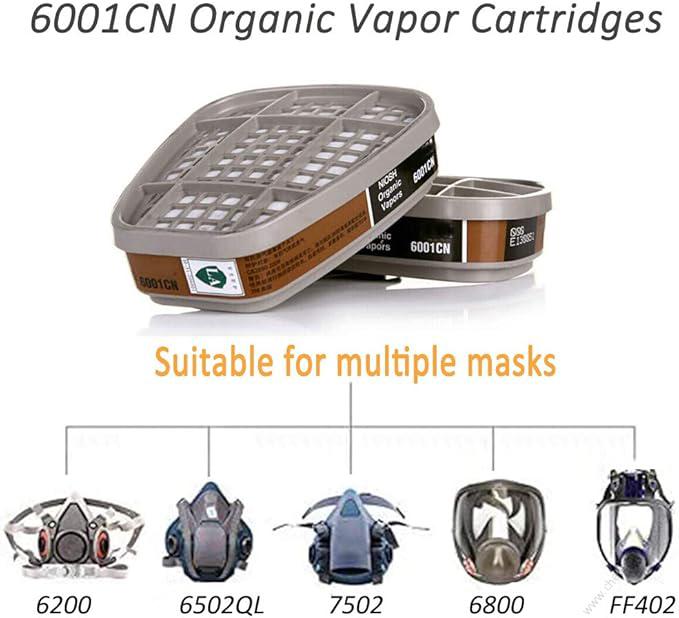 6001 Organic Vapor Cartridge with Activated Carbon Filters for 6100/6200/6800/7502/FF402 Gas Masks - 2pcs - Image 7