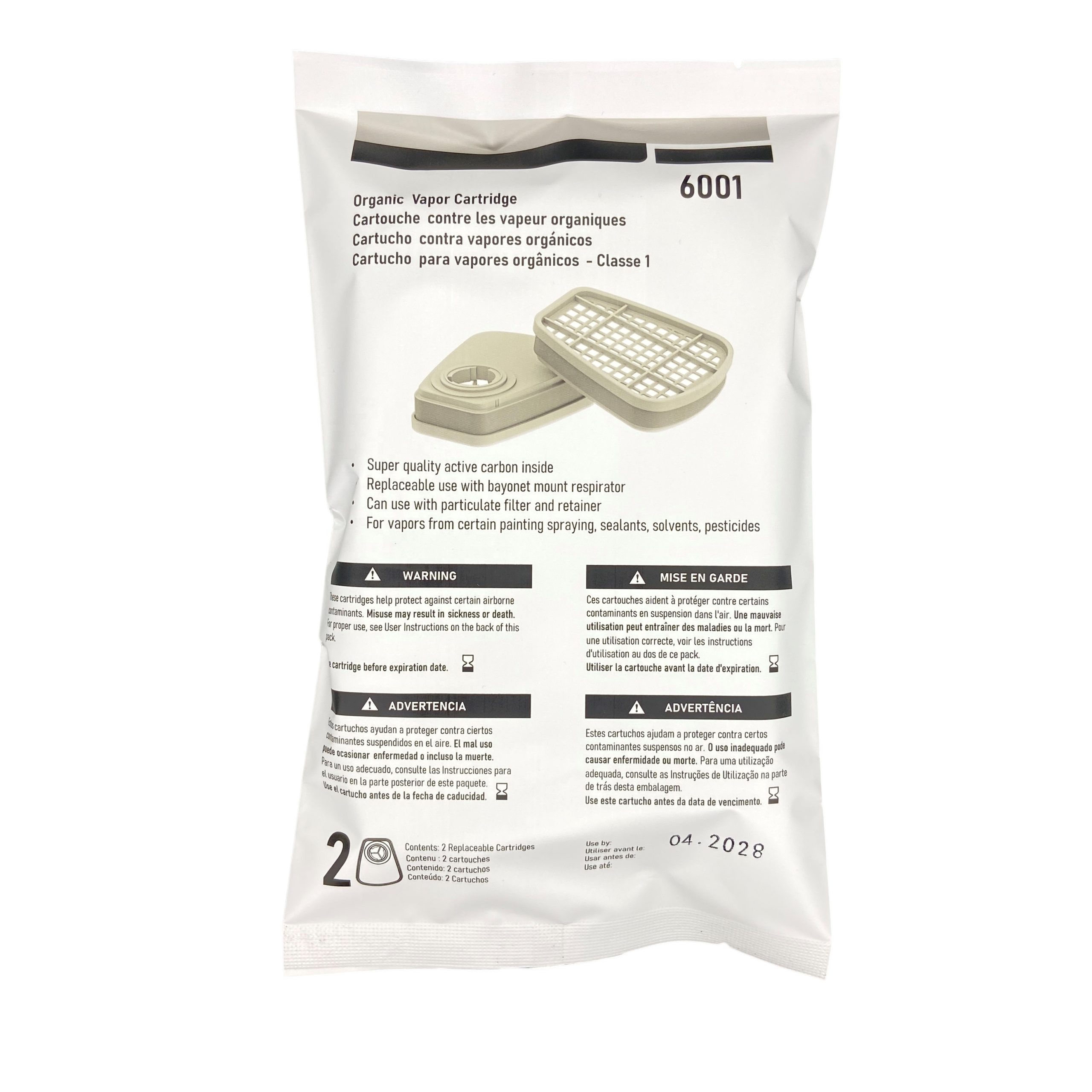 6001 Organic Vapor Cartridge with Activated Carbon Filters for 6100/6200/6800/7502/FF402 Gas Masks - 2pcs - Image 6
